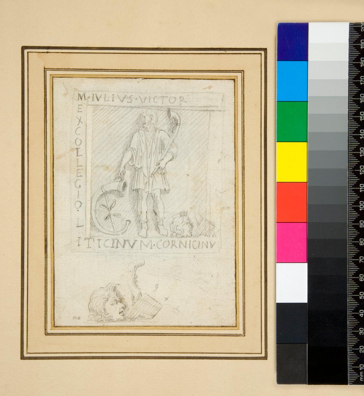 The Cippus of M. Julius Victor (penna) av Pietro Santi Bartoli