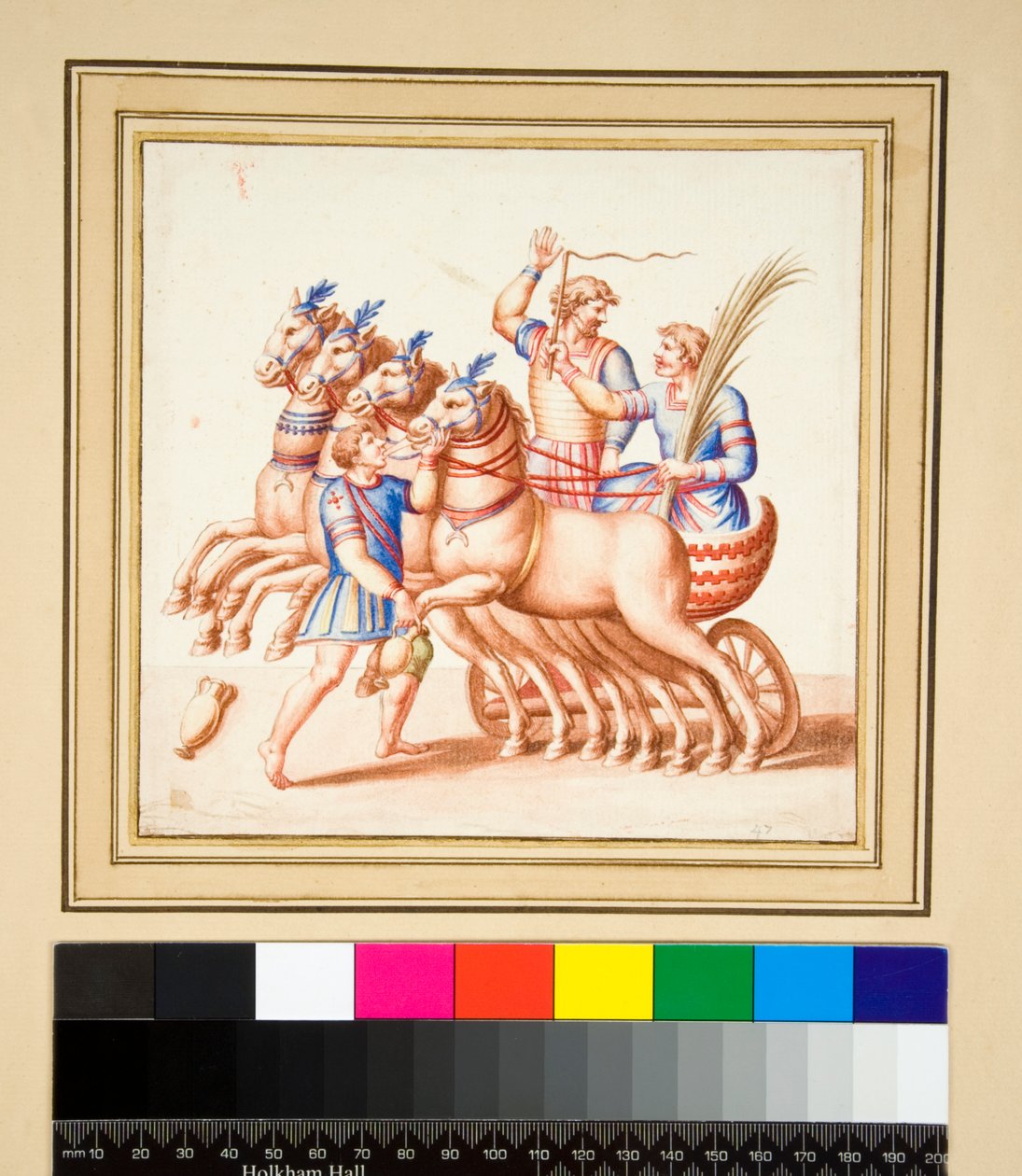Två vagnförare (svart krita, några med penna och brunt bläck. färgad med akvarell) av Pietro Santi Bartoli