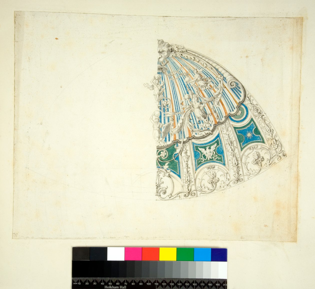 Valv av Villa Madama (svart krita, en del med penna och brunt bläck. färgad med akvarell) av Pietro Santi Bartoli