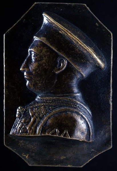Plaquet av Ludovico Gonzaga (1441-1478) (recto) (brons) (för verso se 122329) av Pietro Tafano
