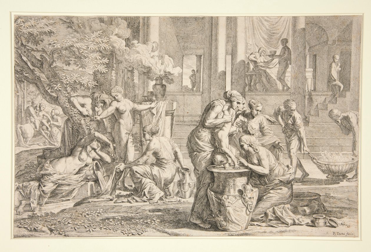 Achilles födelse och barndom av Pietro Testa