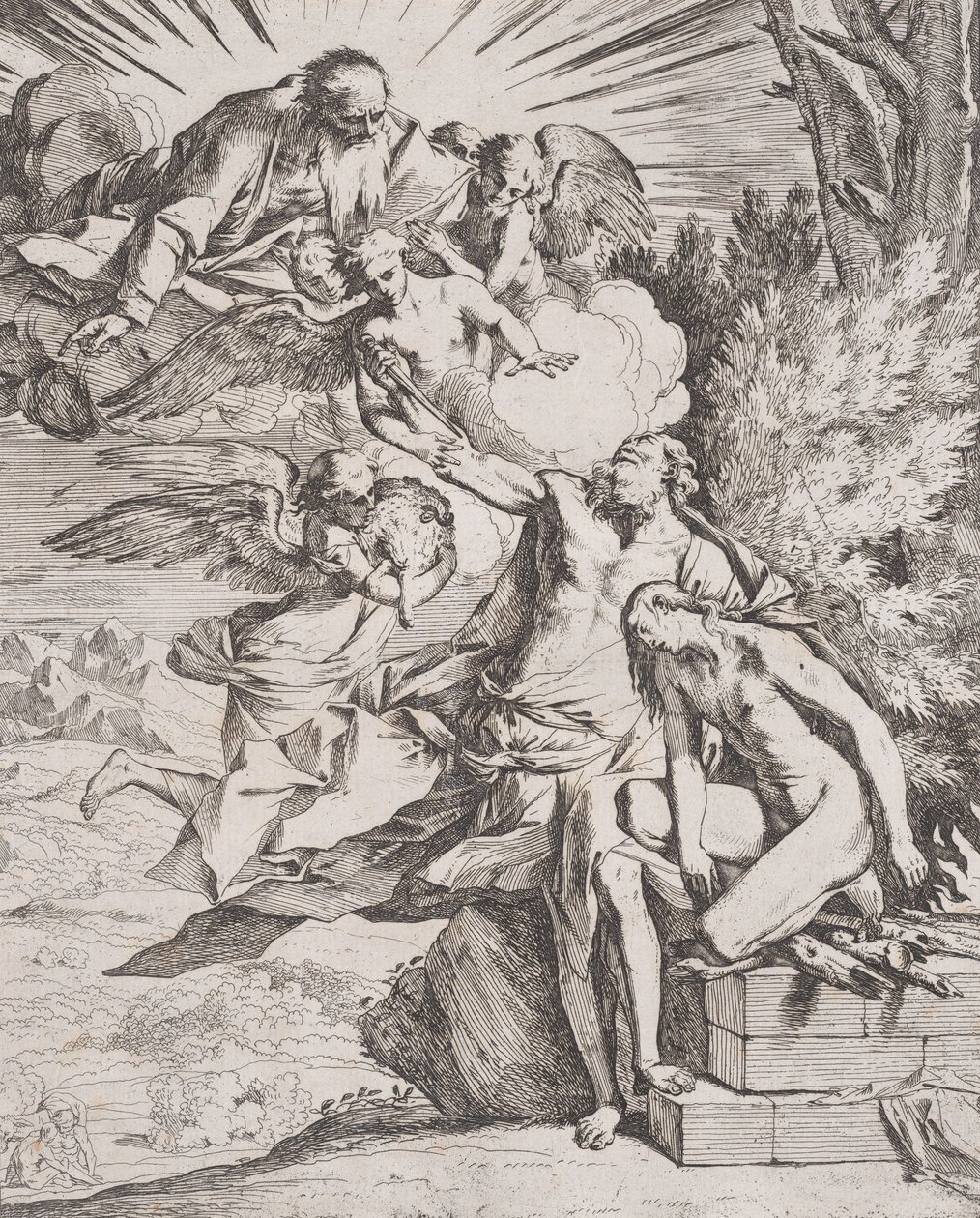 Isaks offer av hans far Abraham, ca. 1640-42. av Pietro Testa