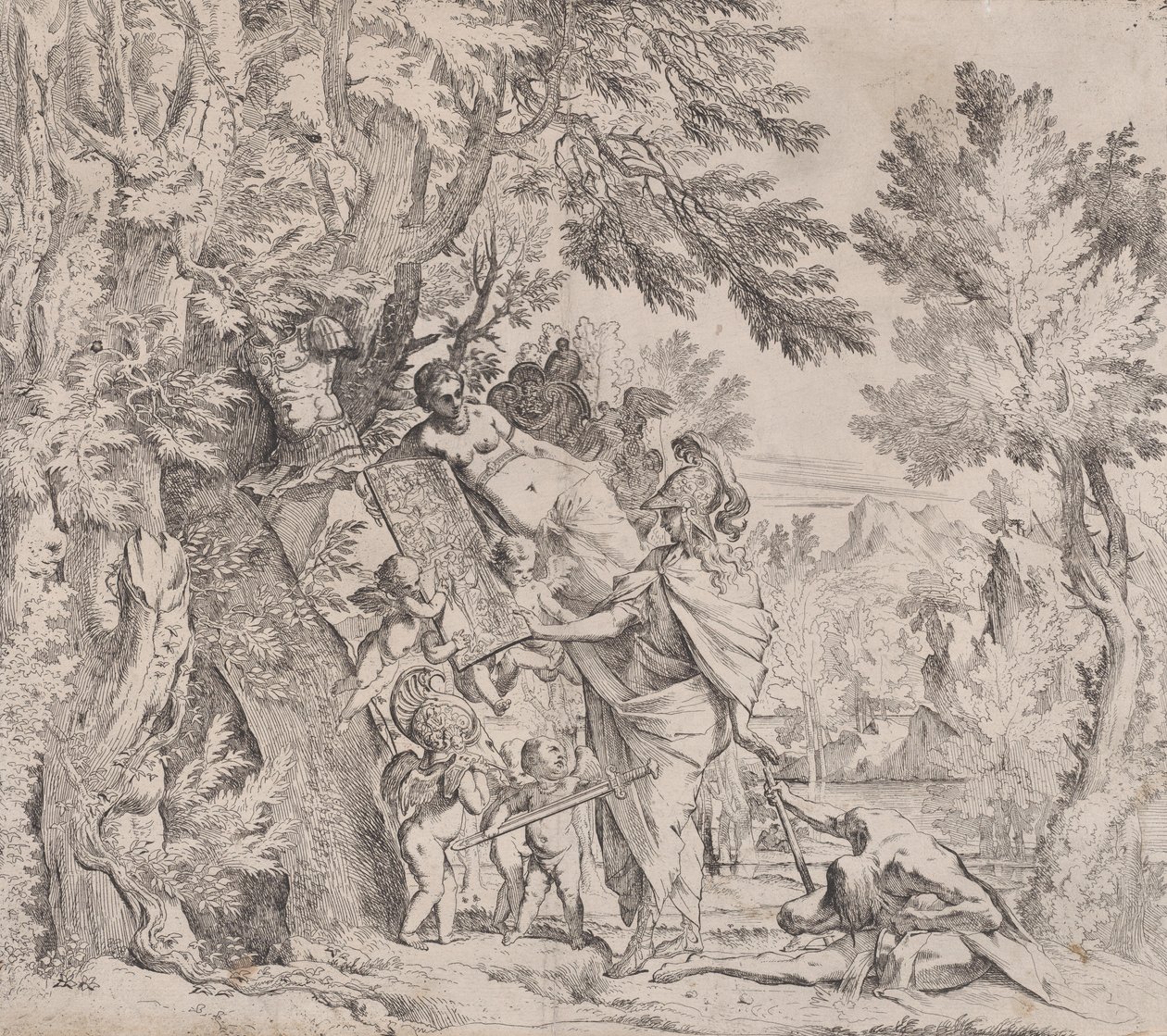 Venus ger vapen till Aeneas, ca. 1638-40. av Pietro Testa