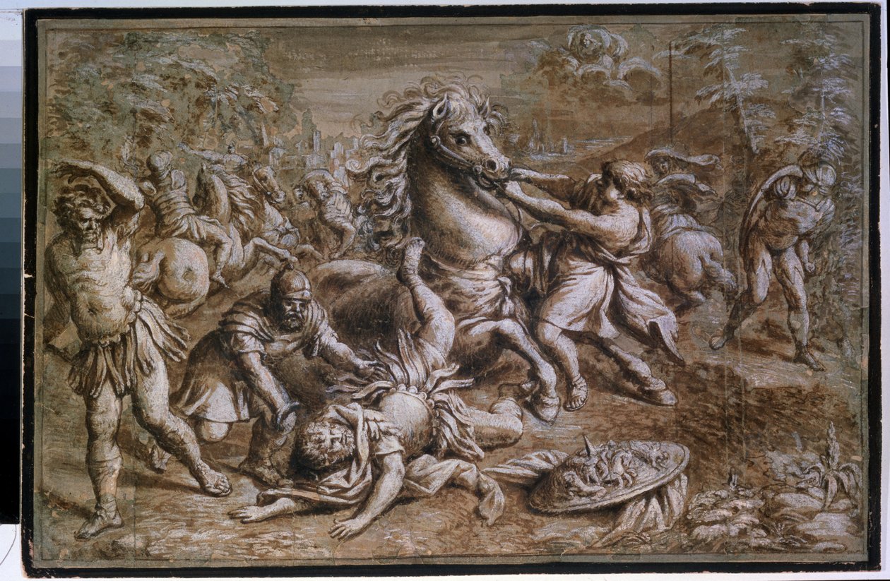 ""La conversion de saint Paul"" (The Conversion of Saint Paul) Bläckteckning av Pietro Berrettini dit Pietro da Cortona av Pietro da Cortona