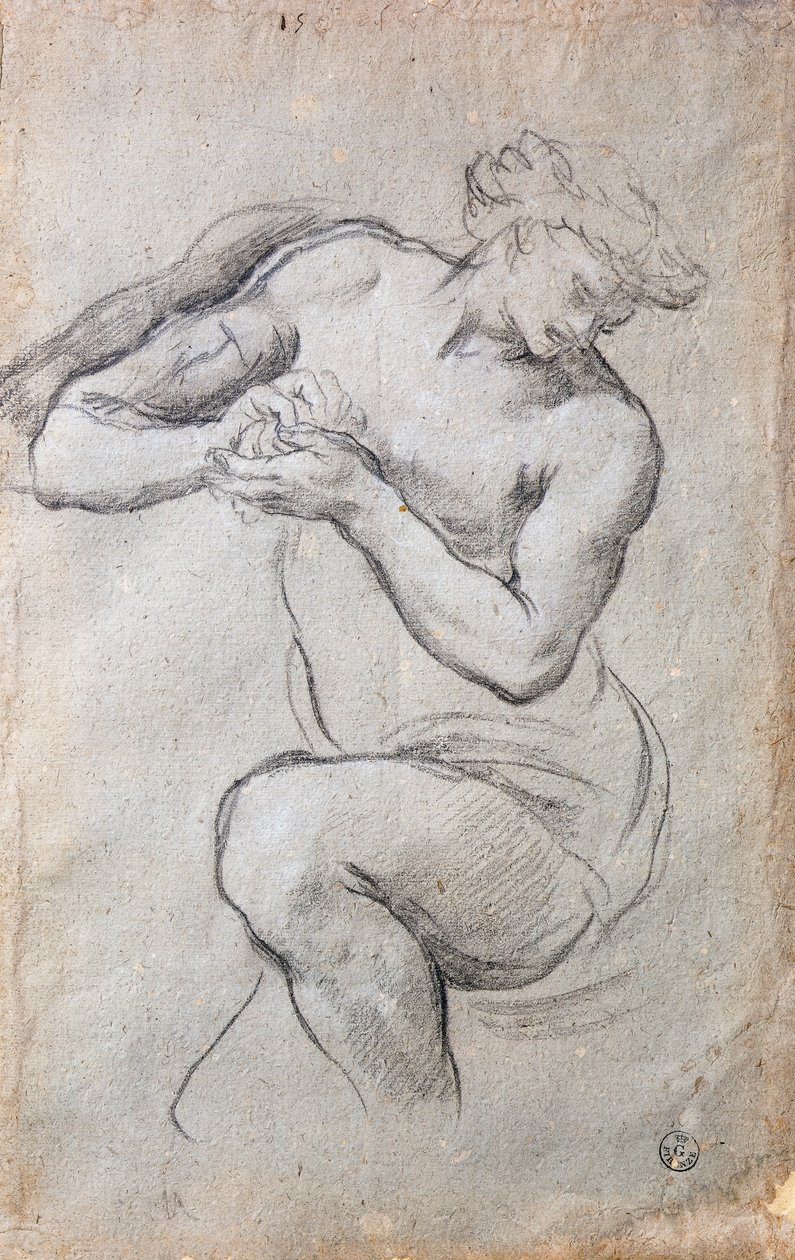 Mansfigur, Study for Bacchus in the Age of Silver fresco av Pietro da Cortona