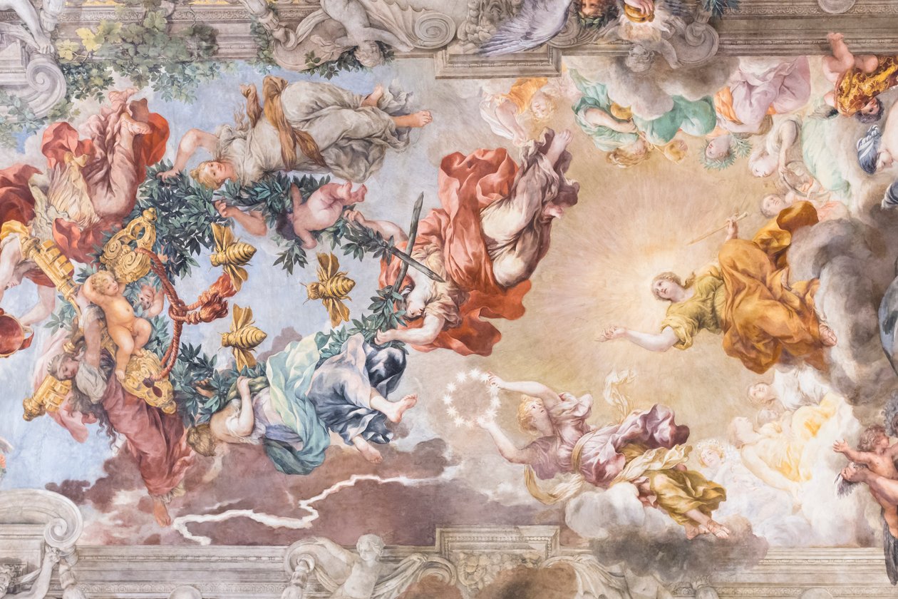 Den gudomliga försynens triumf, detalj av Pietro da (1596 1669) Cortona