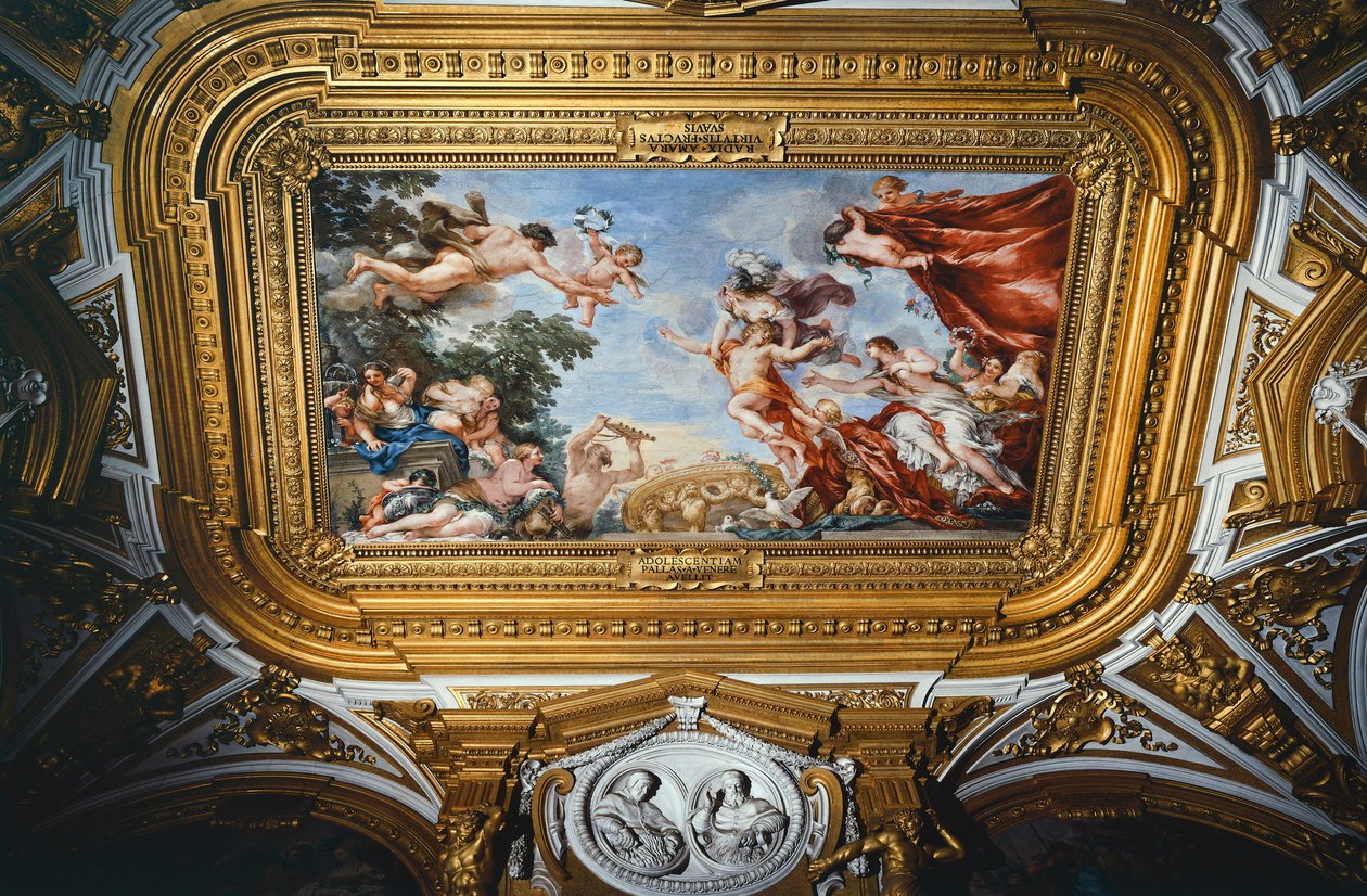 Venus, Planets Fresco Cycle, av Pietro da Cortona (1596-1669), fresk, Pitti Palace, Venus Planetary Room, Florens av Pietro da (1596 1669) Cortona