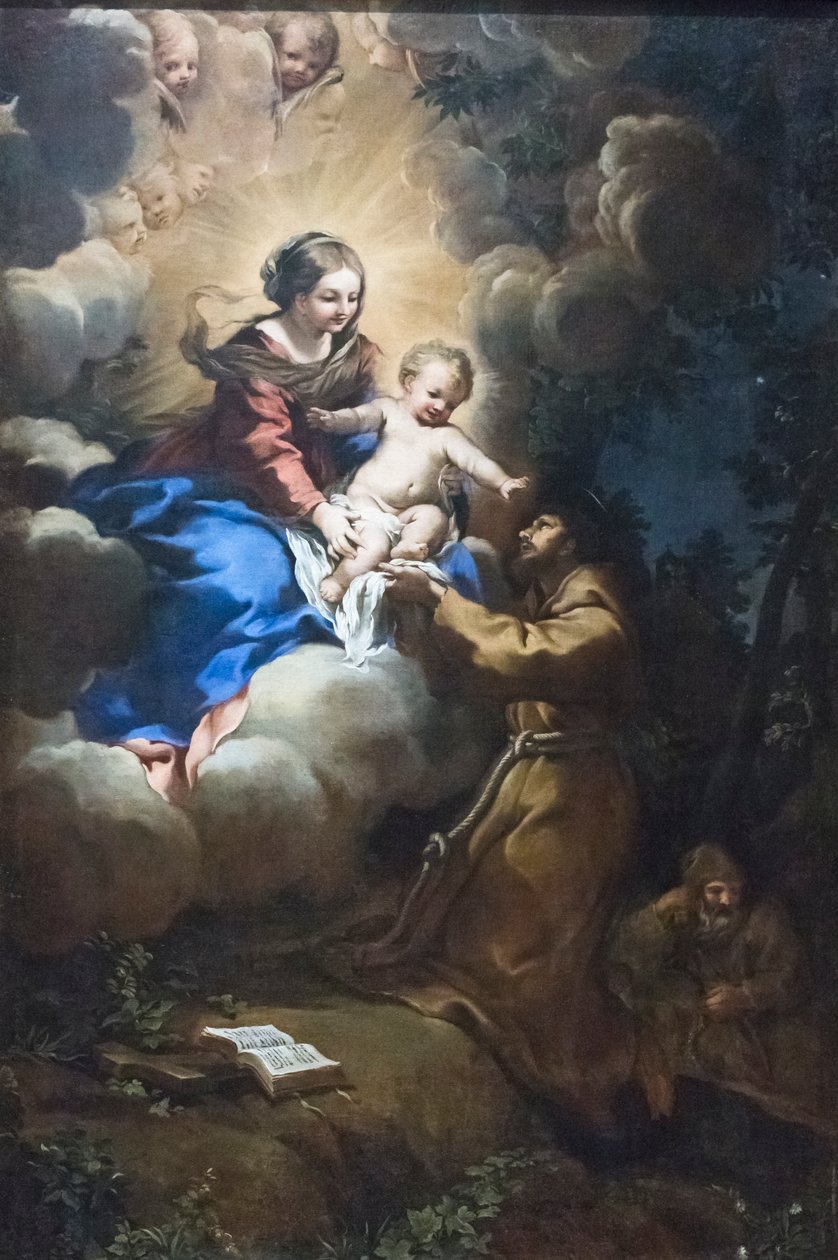 Vision of Mary to St Francis, c.1641 (olja på duk) av Pietro da (1596 1669) Cortona