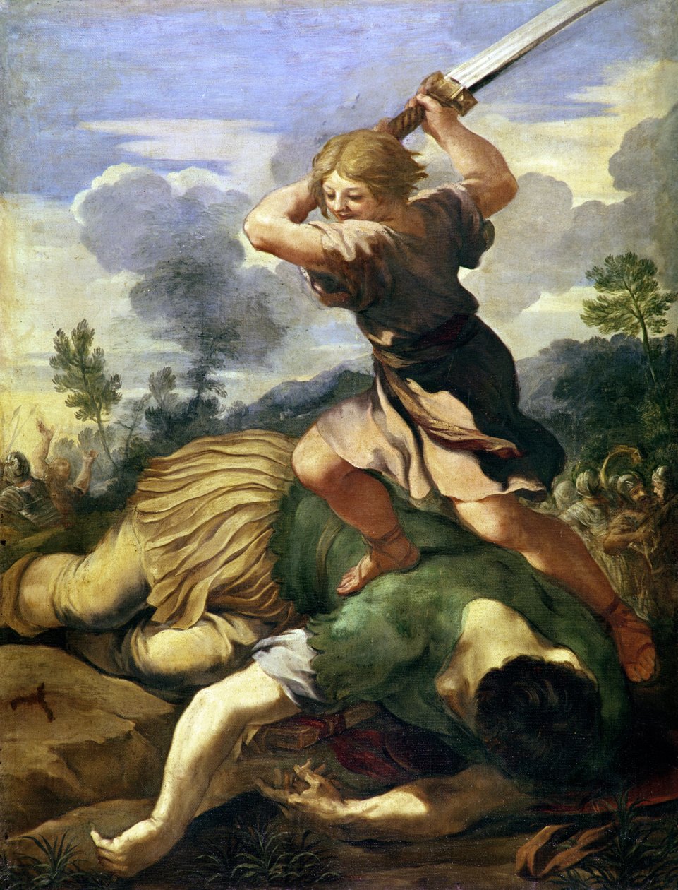 David dödar Goliat (olja på duk) av Pietro da (1596 1669) Cortona