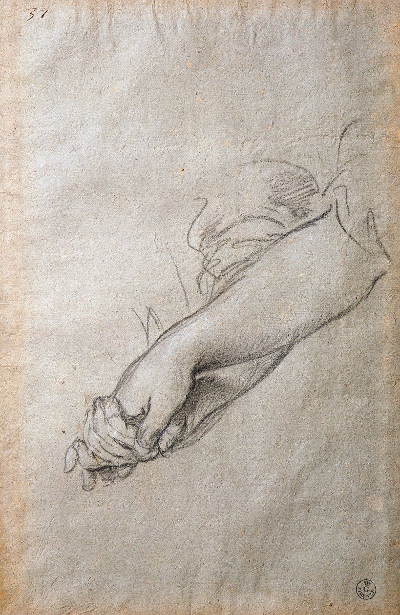 Händer och armar, studie för The Golden Acortonage fresk av Pietro da Cortona