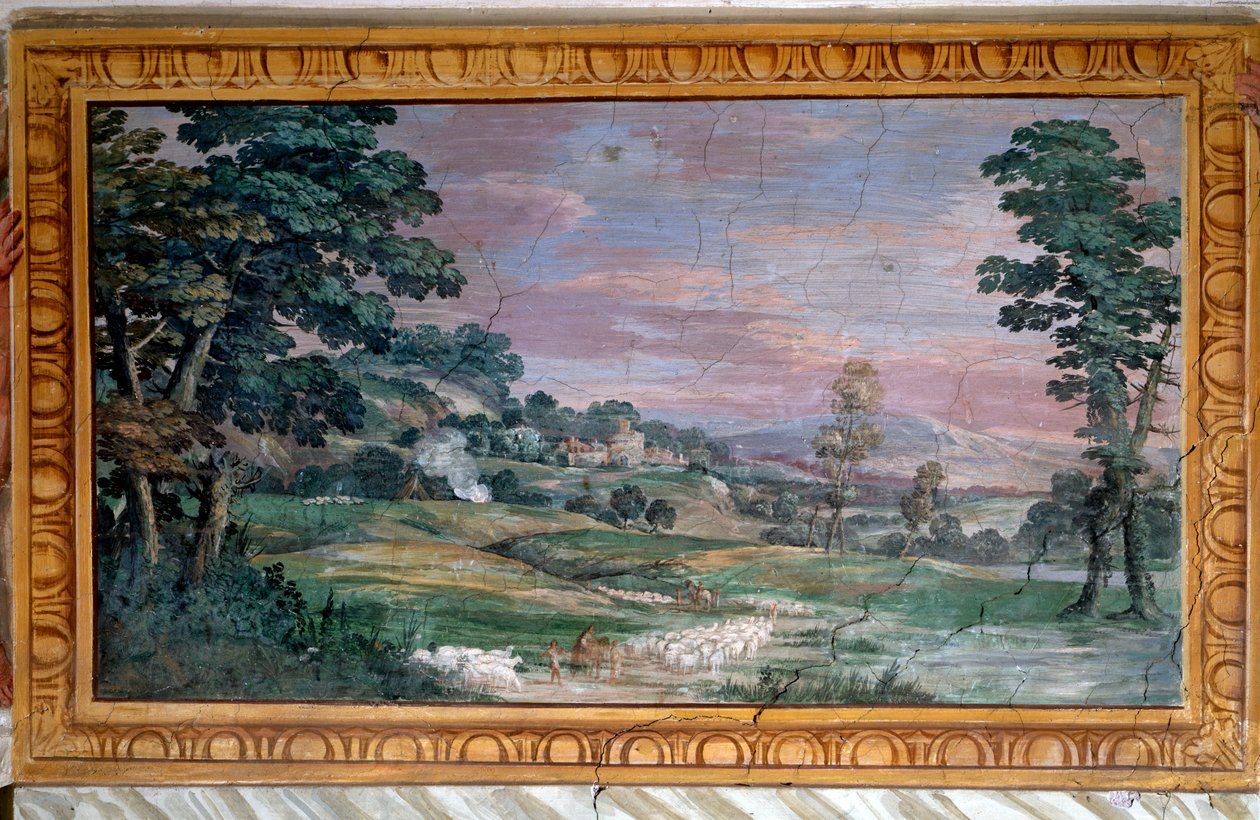 Landskap - olja på duk av Pietro da Cortona