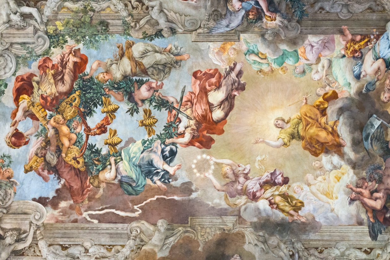 Den gudomliga försynens triumf, detalj av Pietro da (1596 1669) Cortona