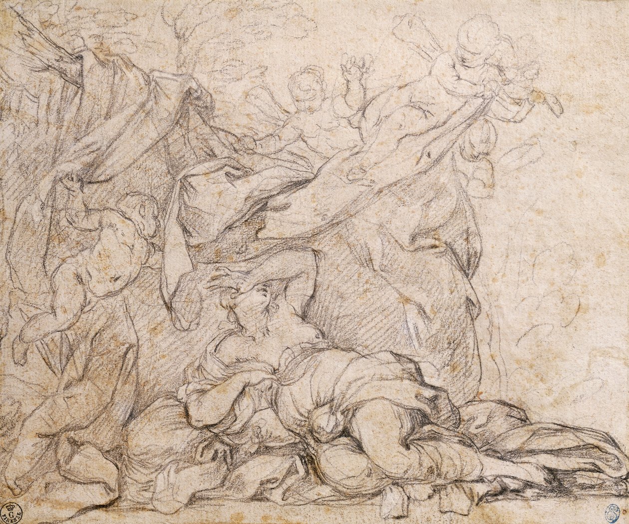 Venus, studie för Triumph of Divine Providence, fresk på valv i hallen på Palazzo Barberini, Rom av Pietro da Cortona