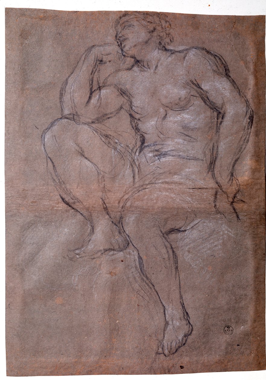 Ung man, studera - teckning av Pietro da Cortona