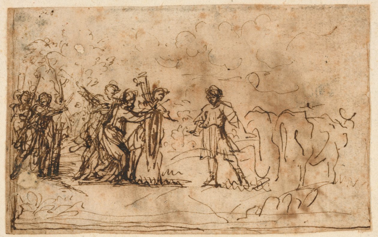 CIncinnatus kallad från fältet, studera för "Storia di Cincinnato", Galleriet i Villa Sacchetti (nu Chigi), Castelfusano av Pietro da Cortona