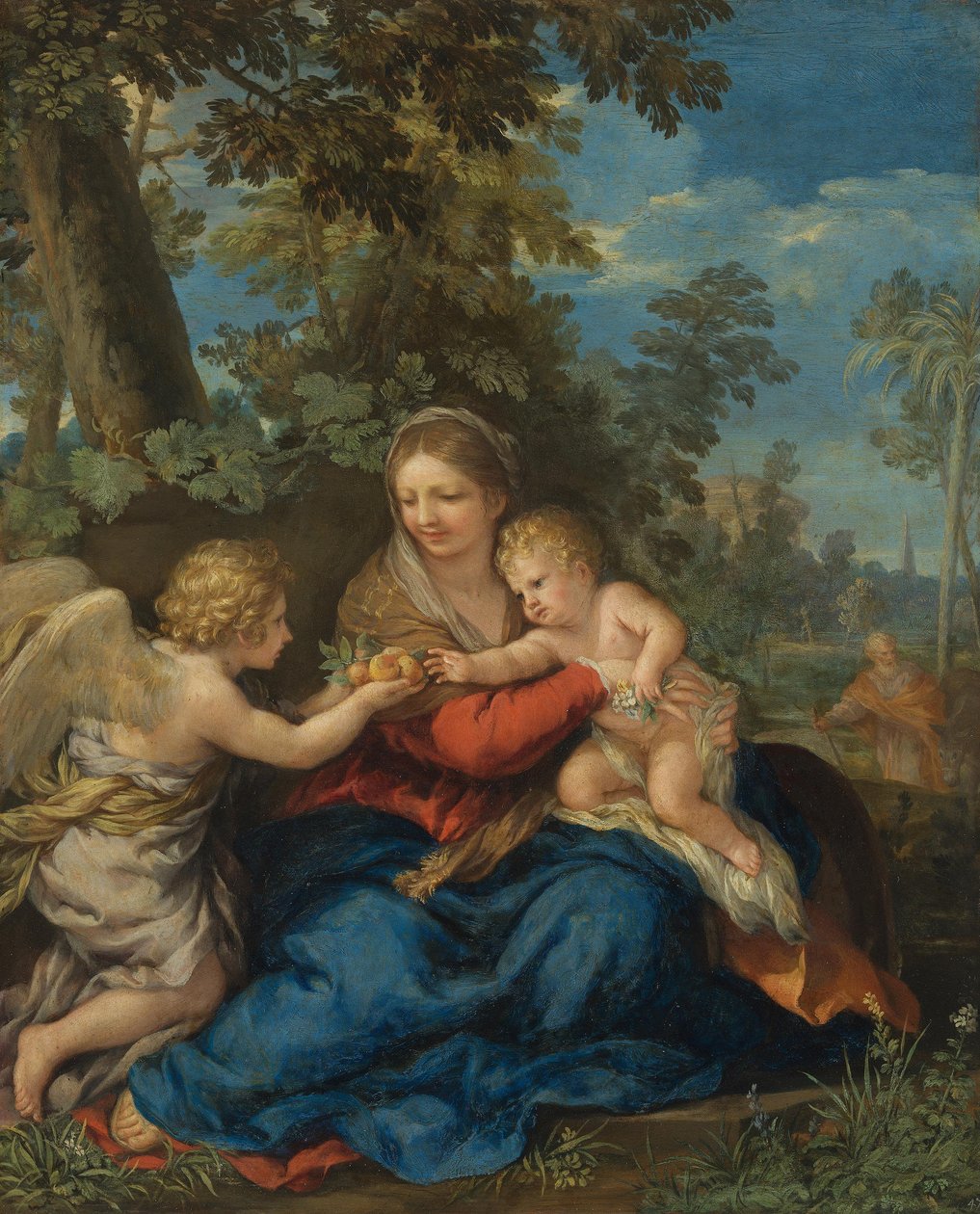 Den heliga familjen under vilan på flykten till Egypten av Pietro da Cortona