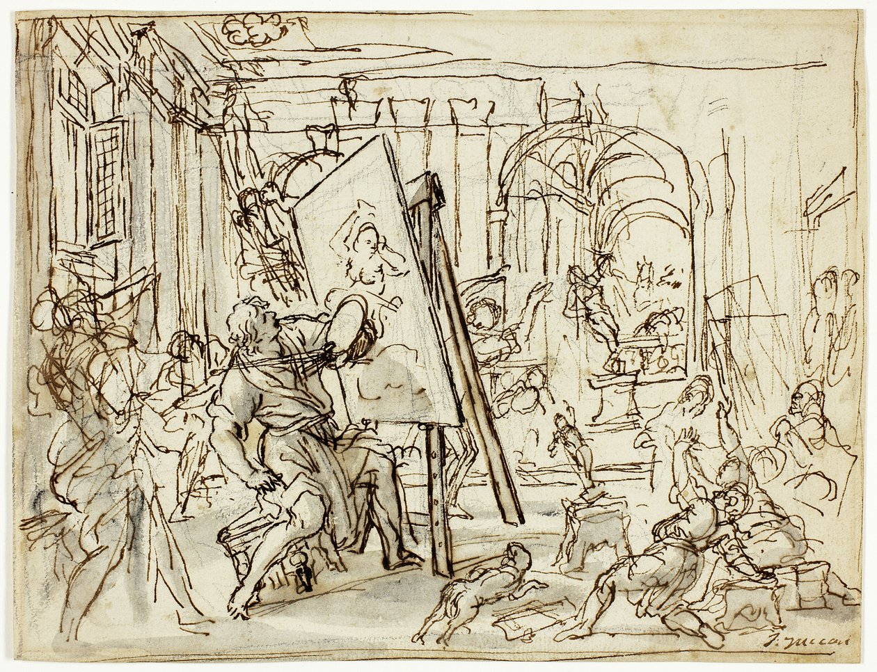 Jordbävning i en konstnärs ateljé av Pietro da Cortona