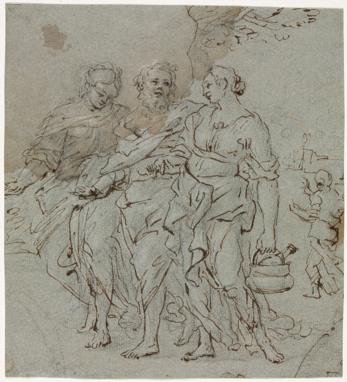 Lot and His Daughters recto Skiss för Lot and His Daughters verso, 1600-talet. av Pietro da Cortona