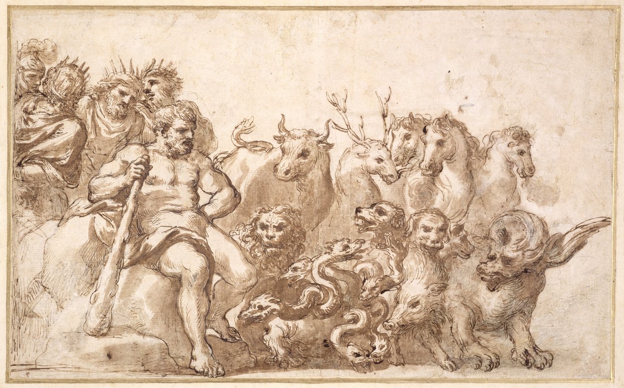 PD.10-1922 Allegory of the Labours of Hercules (penna och bläck och tvätt) av Pietro da Cortona