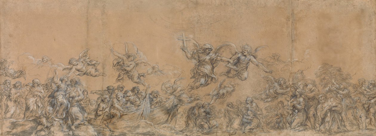 Studie för änglar som förseglar Israels barns pannor i Peterskyrkan, 1652. av Pietro da Cortona
