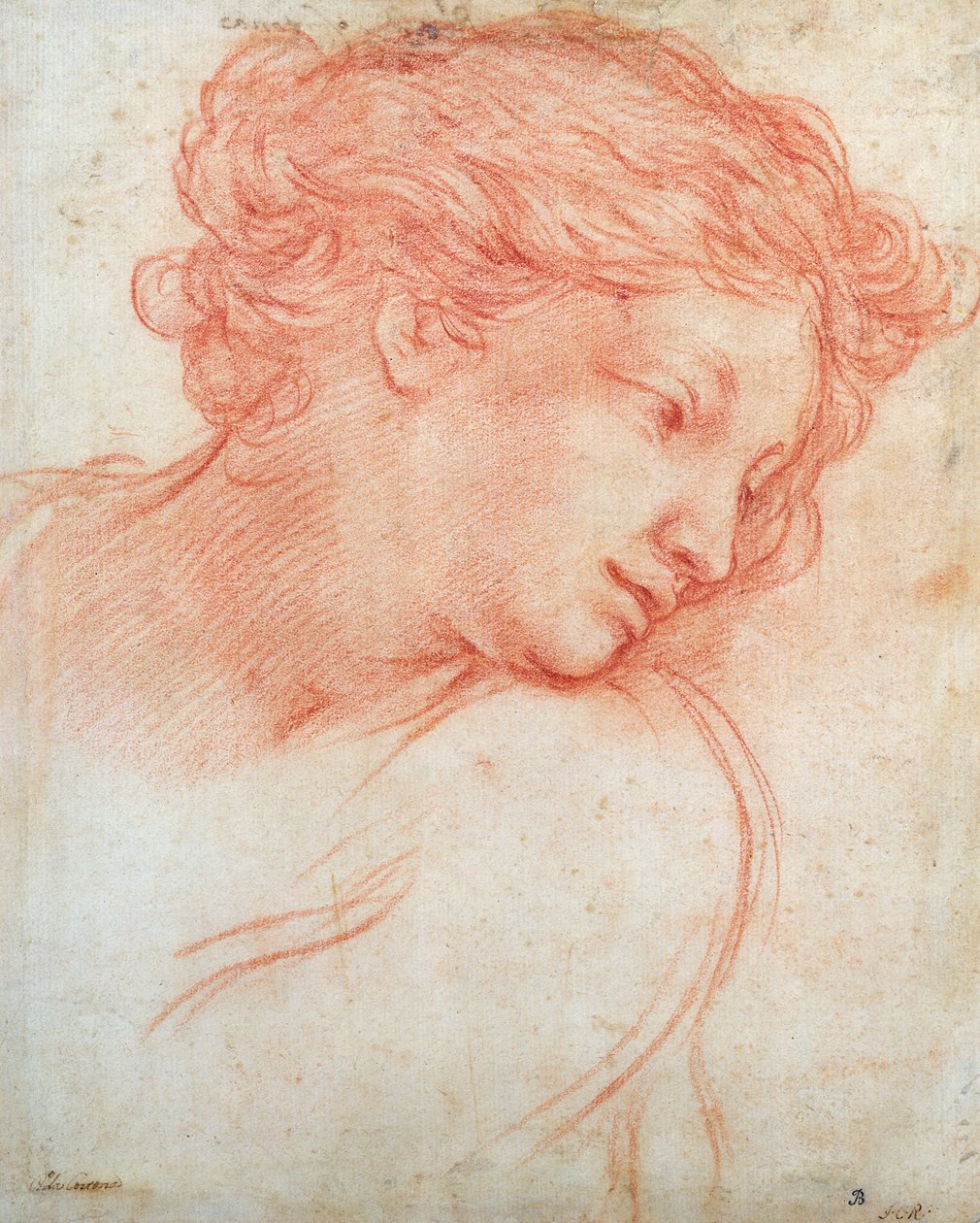 Studie av ett huvud av en flicka av Pietro da Cortona