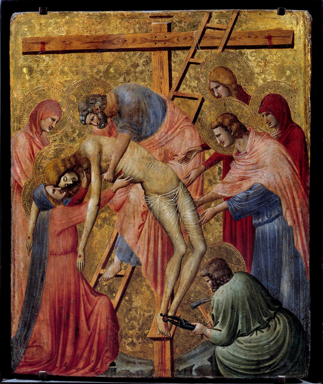 Pieta. ”” Korsets avsättning eller nedstigning”” Altartavla av Pietro da Rimini (1300-talets första hälft) Sön. 0,43x0,35 m. av Pietro da Rimini