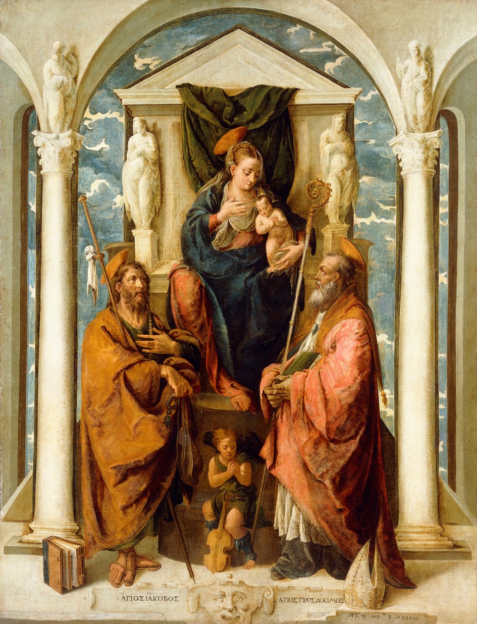Madonnan och barnet på tronen av Pietro de Marascalchi