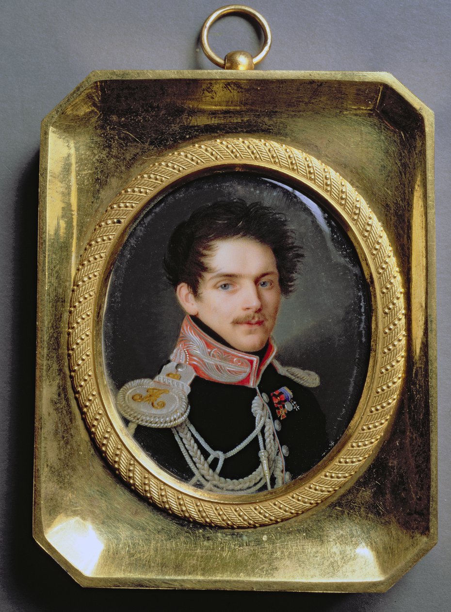 Porträtt av Sergei Grigorievich Stroganov (1794-1882) (wc och gouache på emalj) av Pietro de Rossi