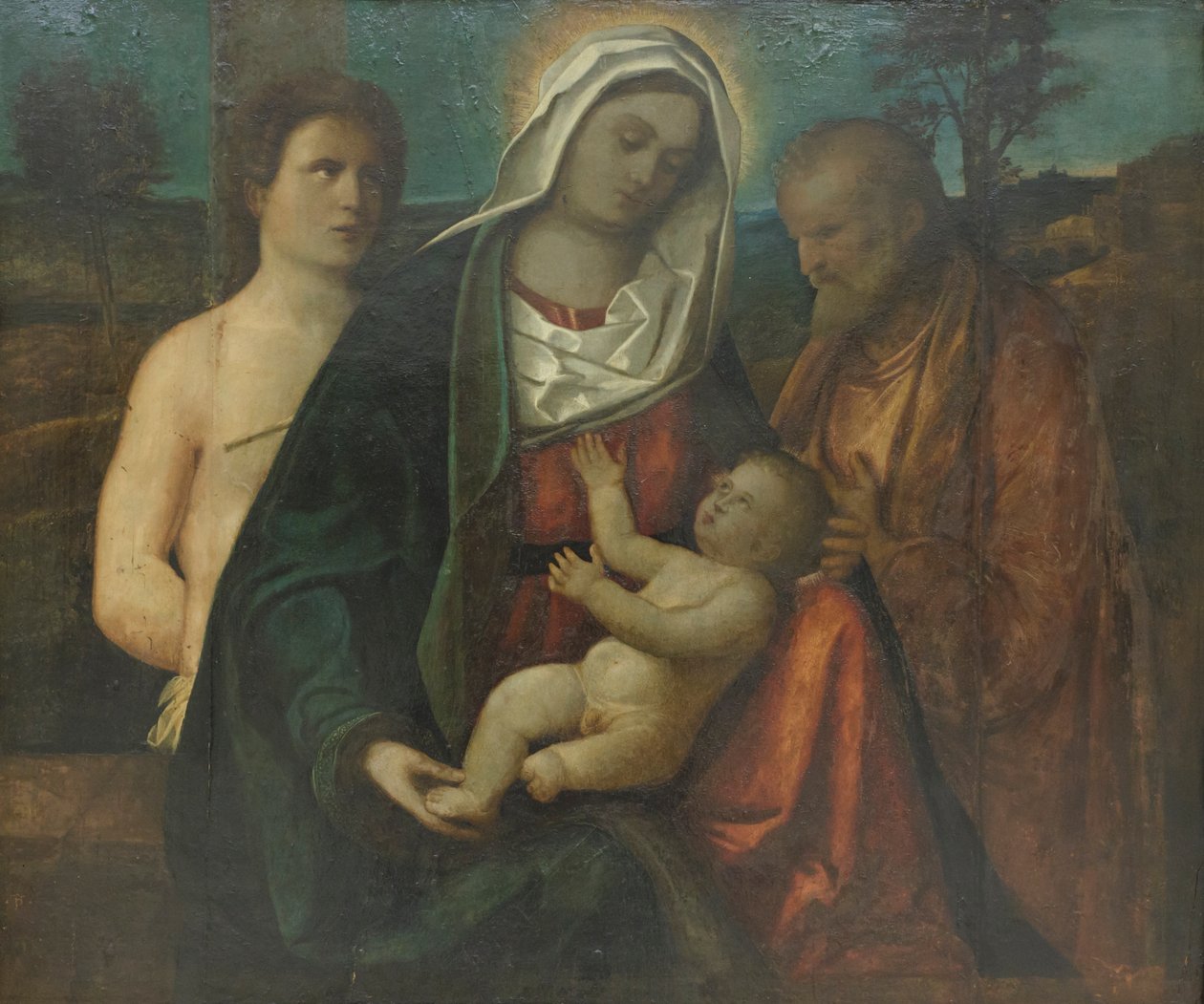 Heliga familjen med S:t Sebastian (målning) av Pietro degli Ingannati