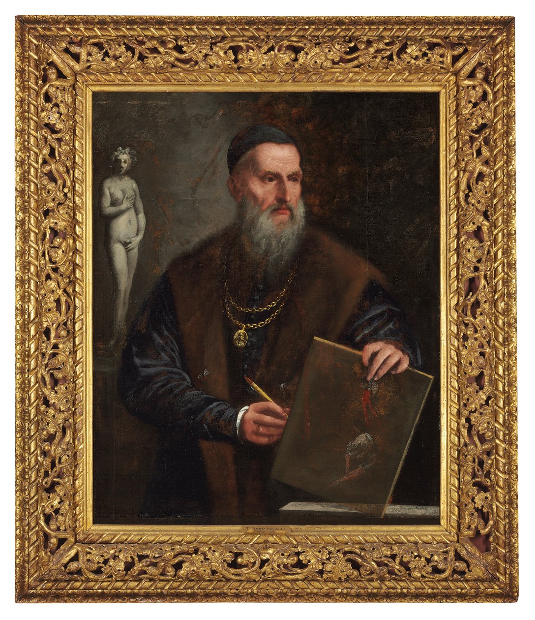 Imaginärt självporträtt av Tizian av Pietro della Vecchia