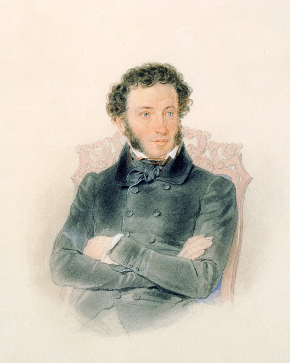 Porträtt av Alexander Pushkin (1799-1837) 1836 av Piotr Ivanovich Sokolov