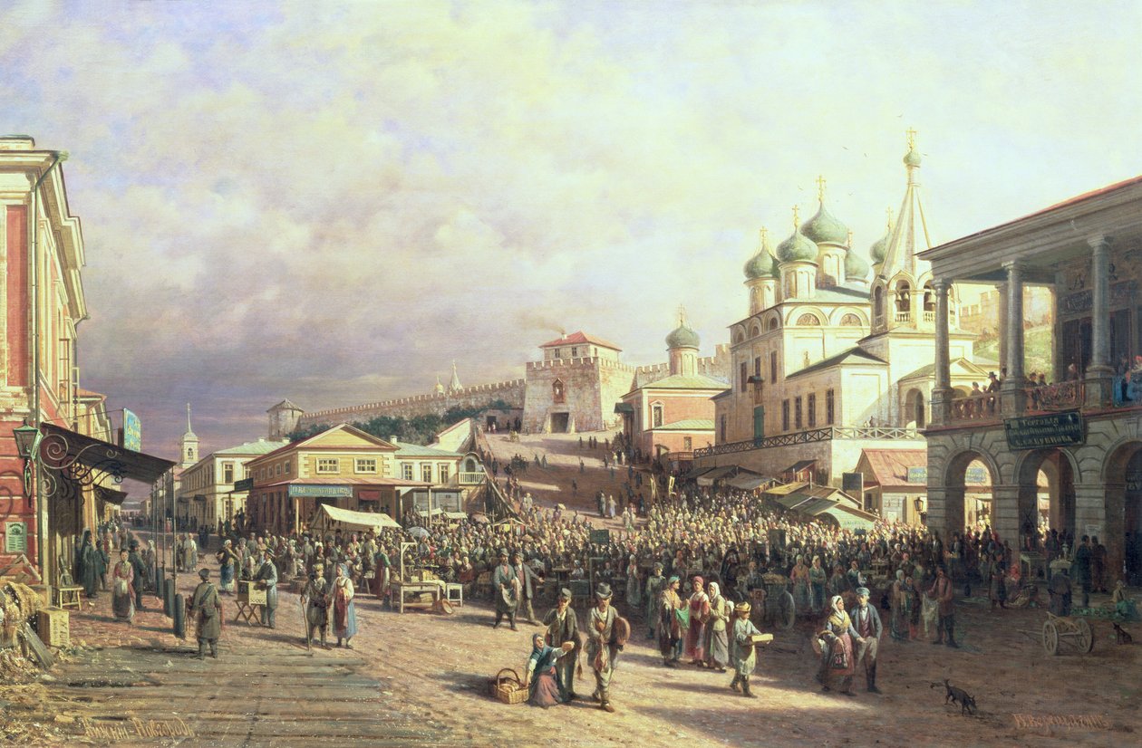Marknad i Nizhny, Novgorod, 1872 av Piotr Petrovitch Weretshchagin