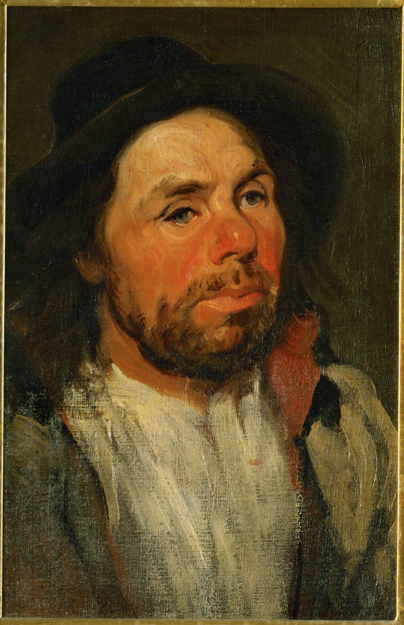 Lantbrukare med hatt (olja på duk) av Piotr Michalowski