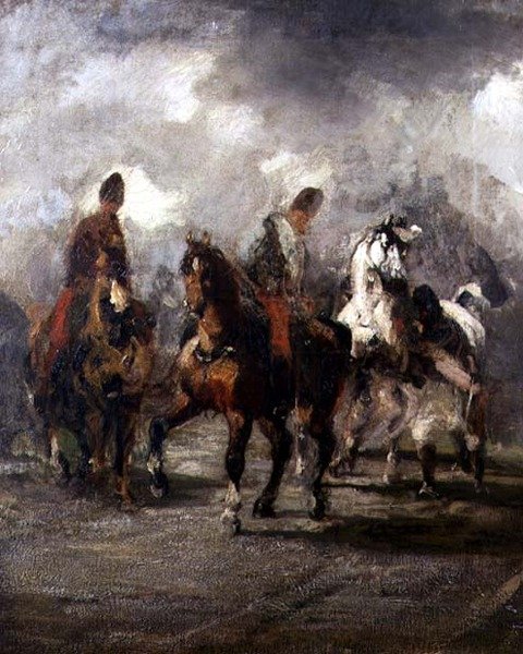 Riders (olja på duk) av Piotr Michalowski