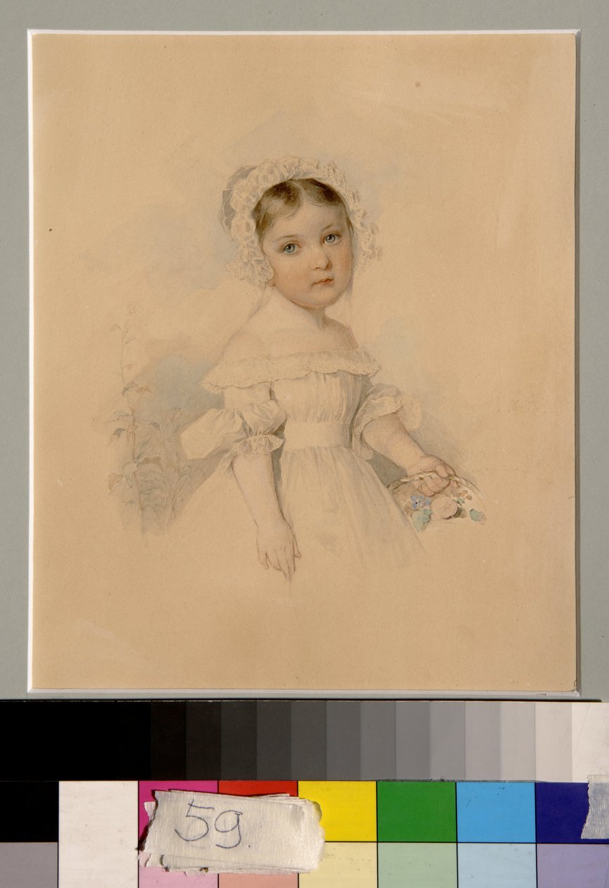 Porträtt av grevinnan Alexandra Golitsyna (1823-1910) - Verk av Piotr (Pierre) Sokolov (1791-1848), akvarell på papper (20,3x16,7 cm) av Piotr Sokolov