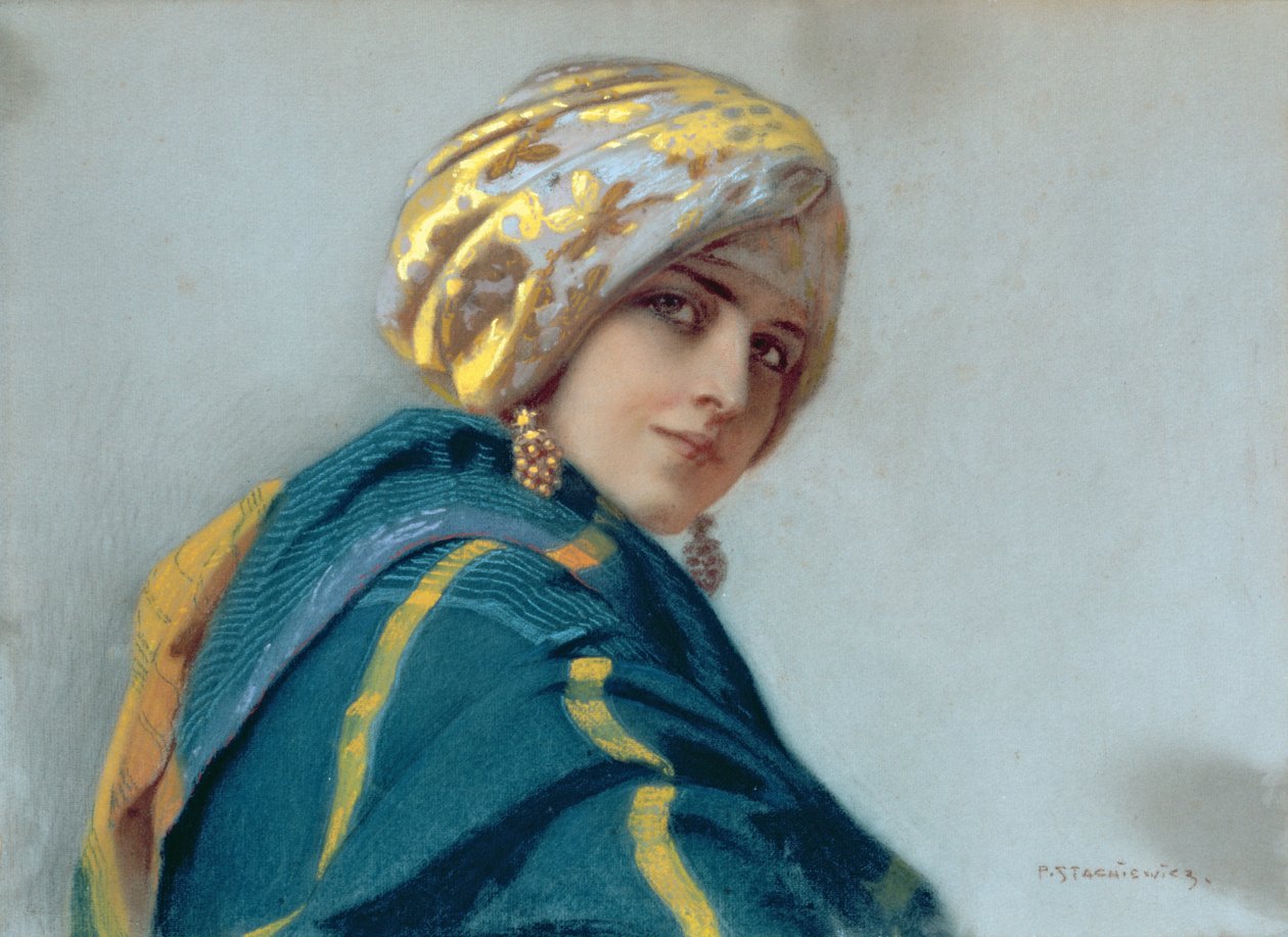 Flicka i en sjal, ca 1920 av Piotr Stachiewicz