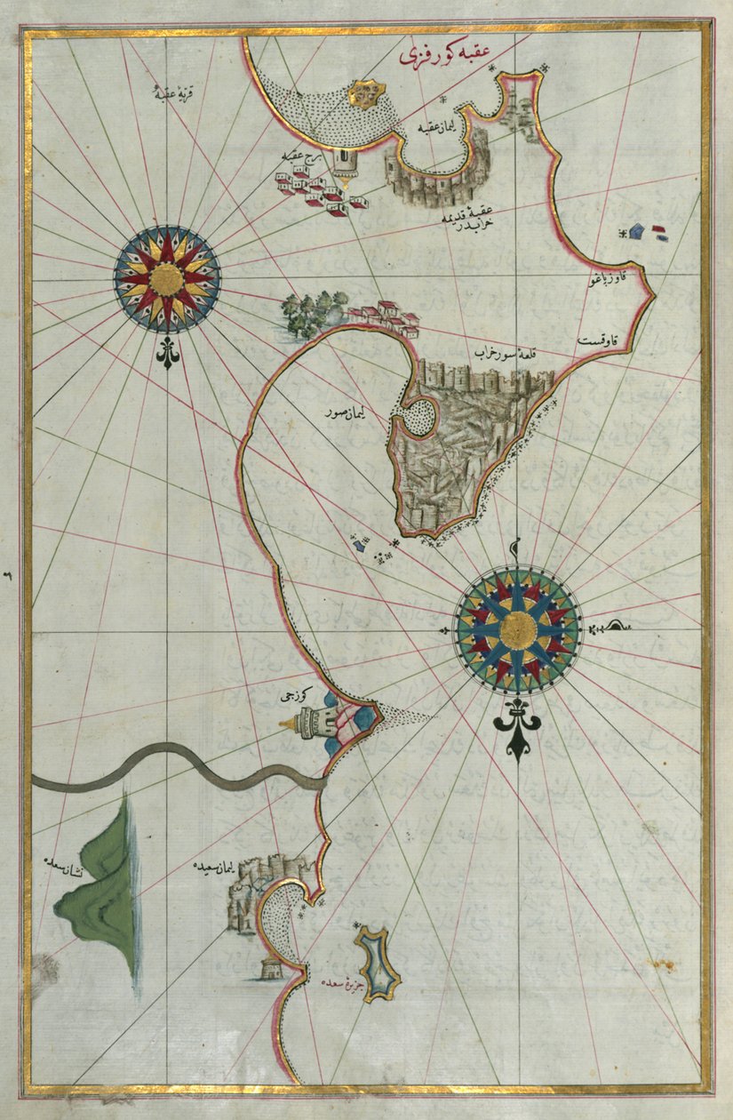 Map of the Eastern Mediterranean Coast with the City of Tyre av Piri Reis