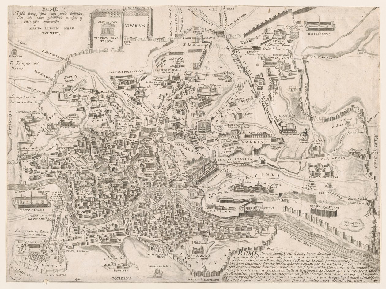 Mirror of Roman Magnificence: Plan av det antika Rom, 1500-talet., 1500-talet. av Pirro Ligorio