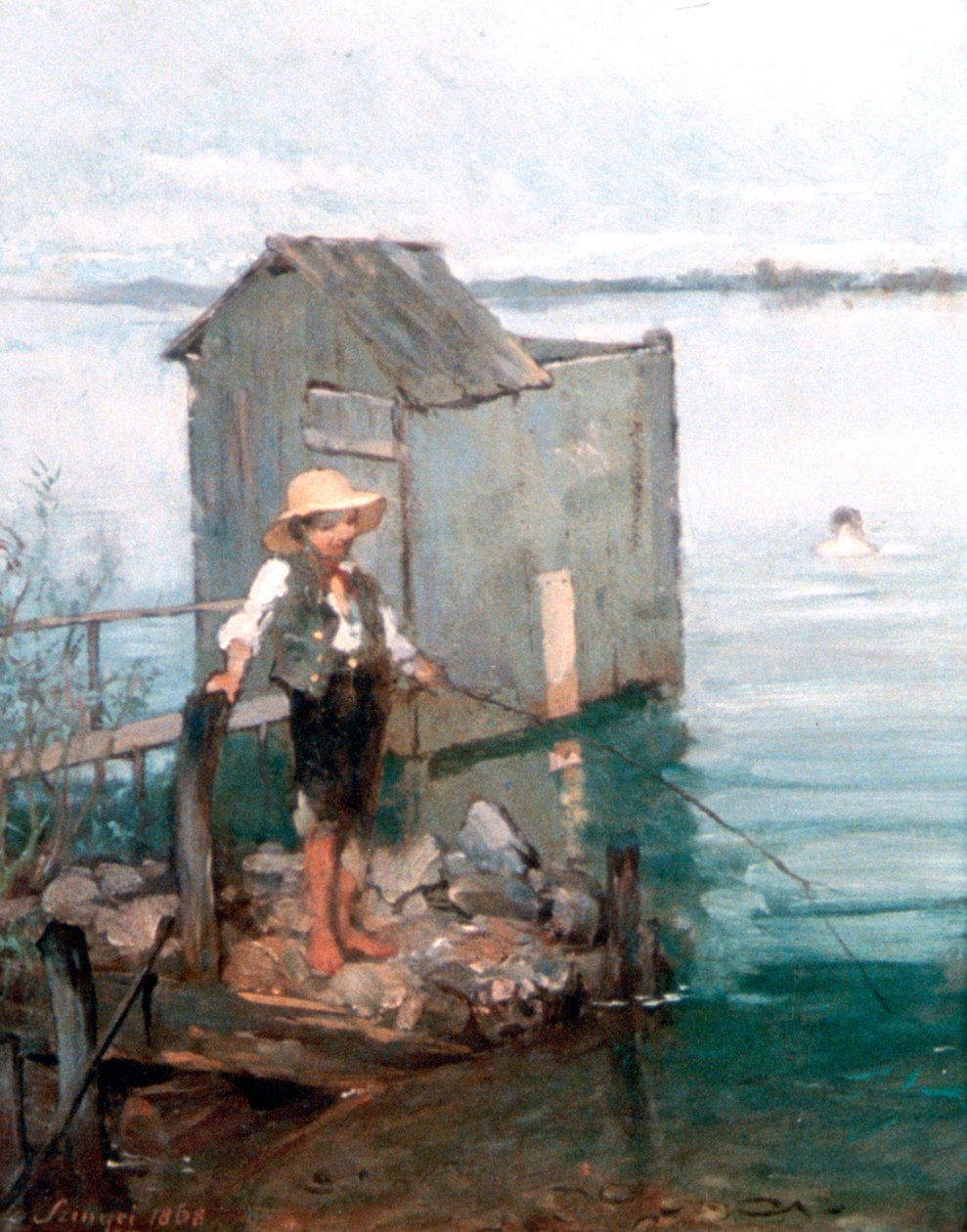 Badhydda med pojke, 1868 av Pál Szinyei Merse