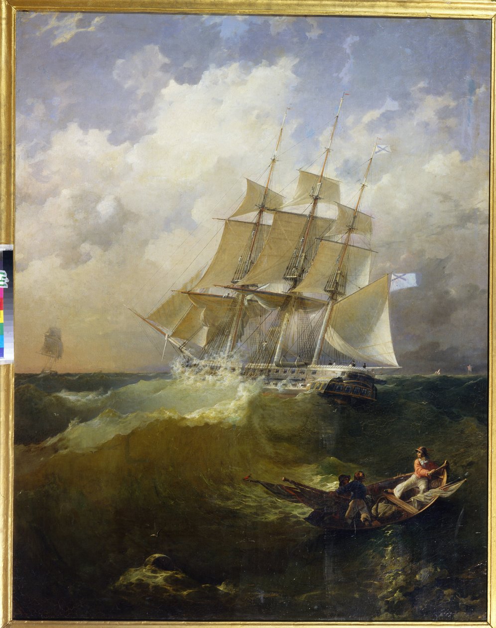 44-kanons fregatten, Aurora ("44-kanons fregatten Aurora") - Målning av Platon Timofeyevich Borispolets (1805-1880), olja på duk av Platon Timofeyevich Borispolets