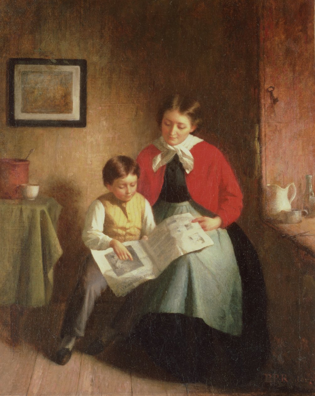Mor och pojke med bilderbok, 1868 av Platt Powell Ryder