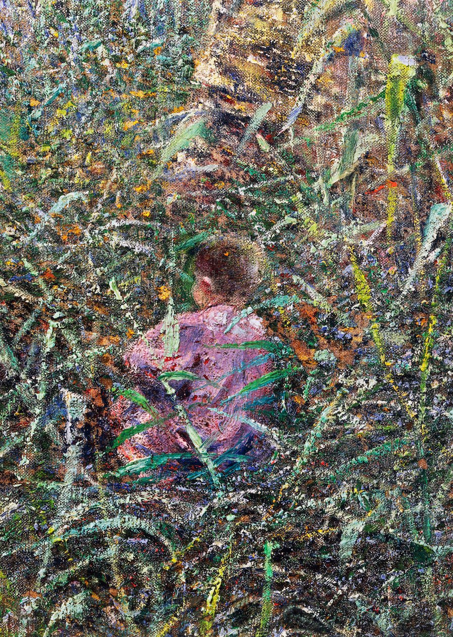 Barn på ängen, detalj från aprilmorgonen i Ligurien eller Olives på Albaro av Plinio Nomellini