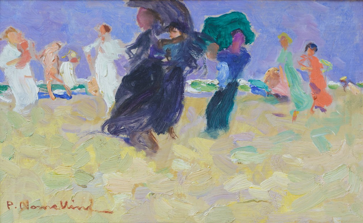 Morgon vid havet, ca 1920 (olja på pannå) av Plinio Nomellini