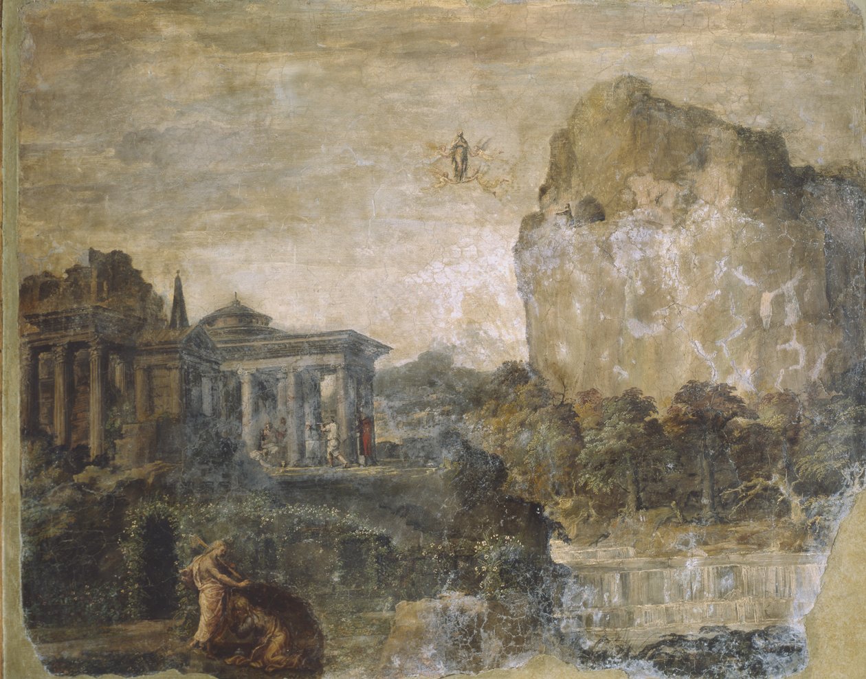 Detalj från berättelser om St Catherine och St Mary Magdalena av Polidoro da Caravaggio