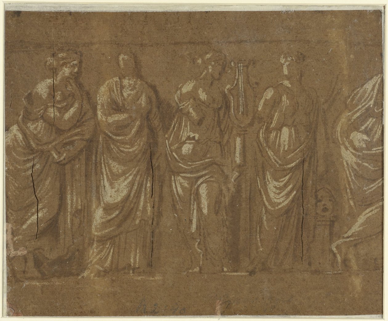 Rad av muser av Polidoro da Caravaggio (possibly)
