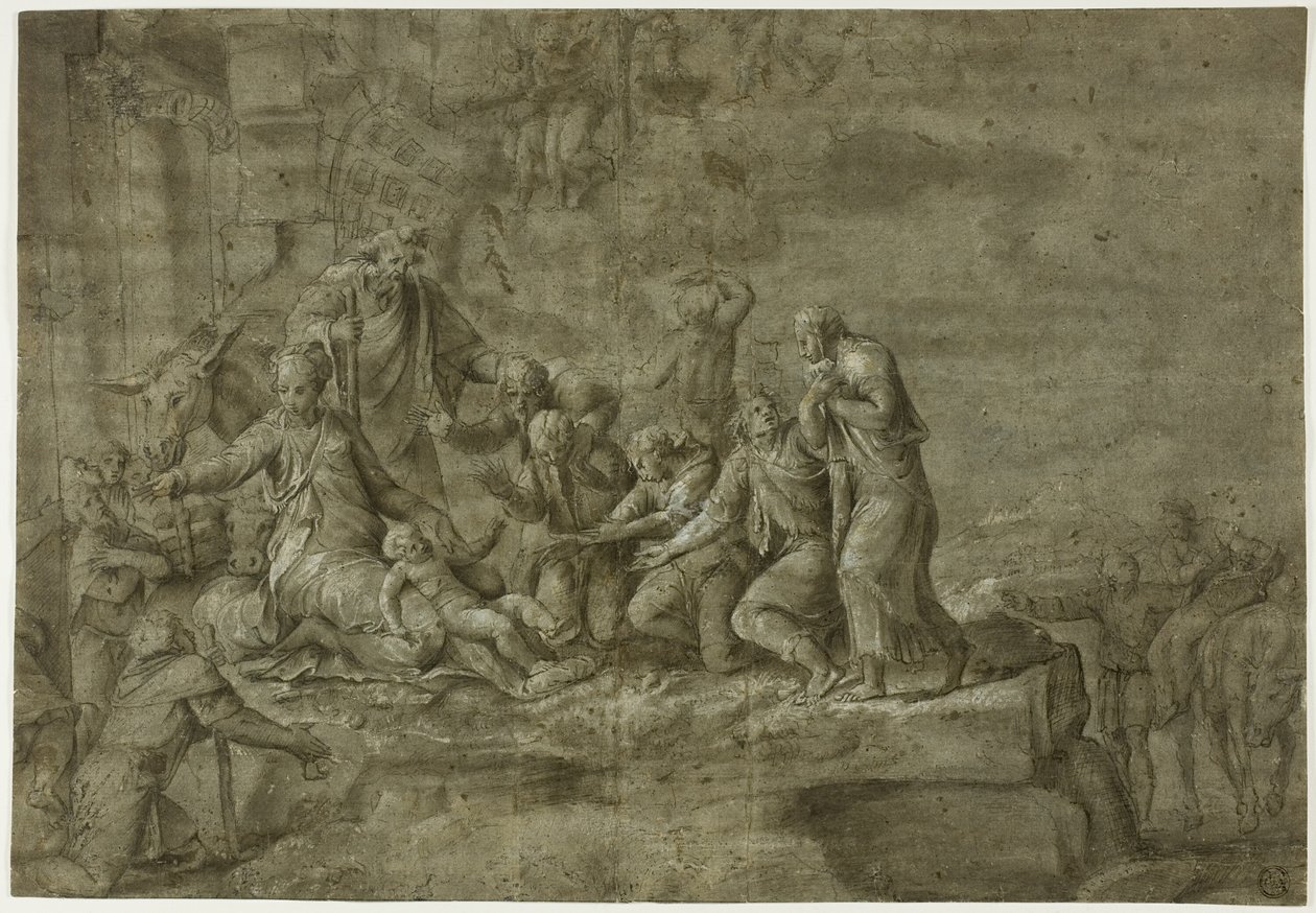 Tillbedjan av herdarna av Polidoro da Caravaggio