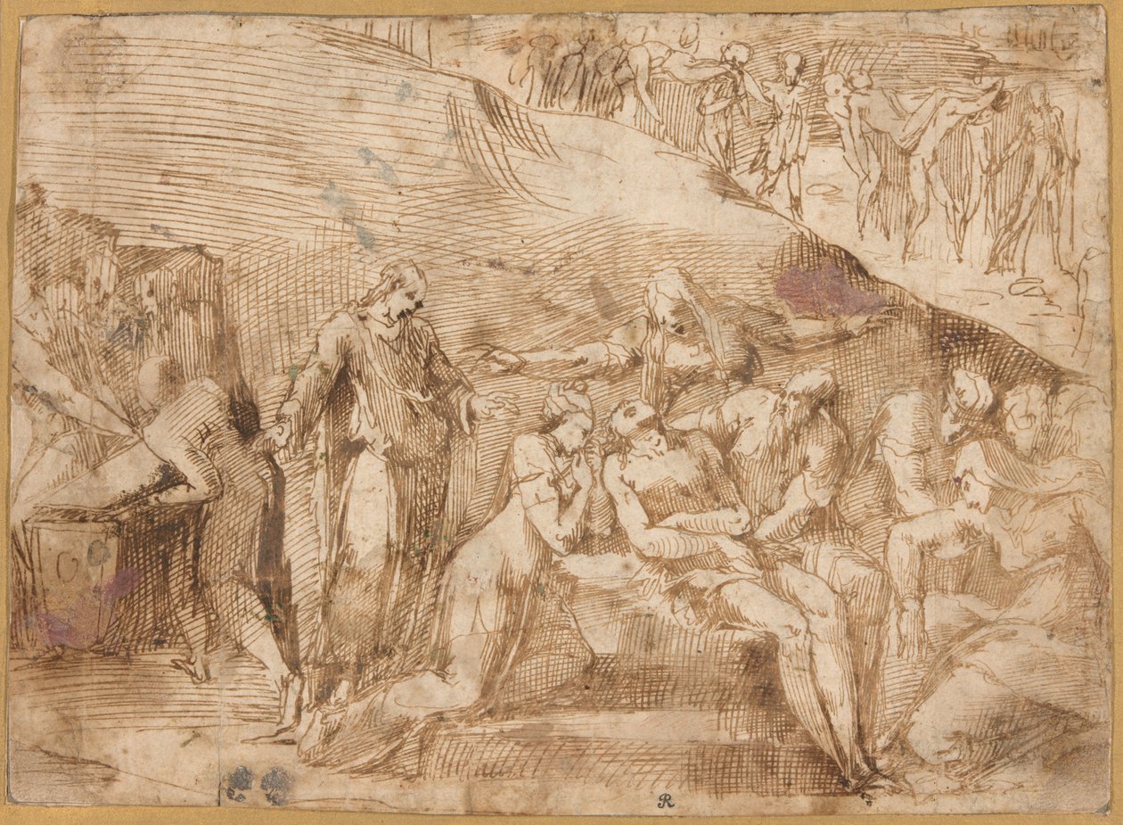 Kristi klagan (recto och verso) av Polidoro da Caravaggio