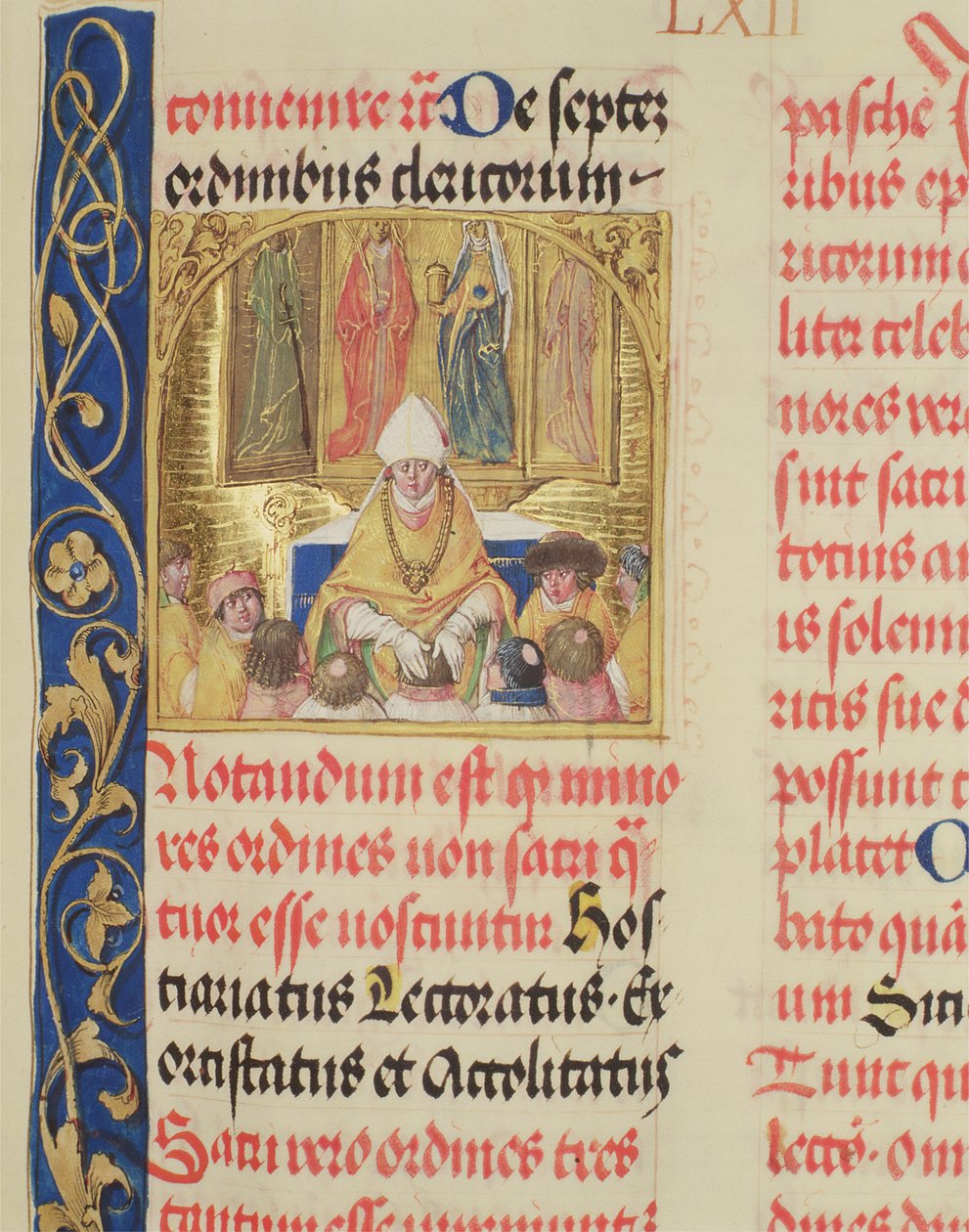 Biskop Blessing Seminarier från påvliga biskop Erasmus Ciolek, ca 1510 (tempera & guld på pergament) av Polish School