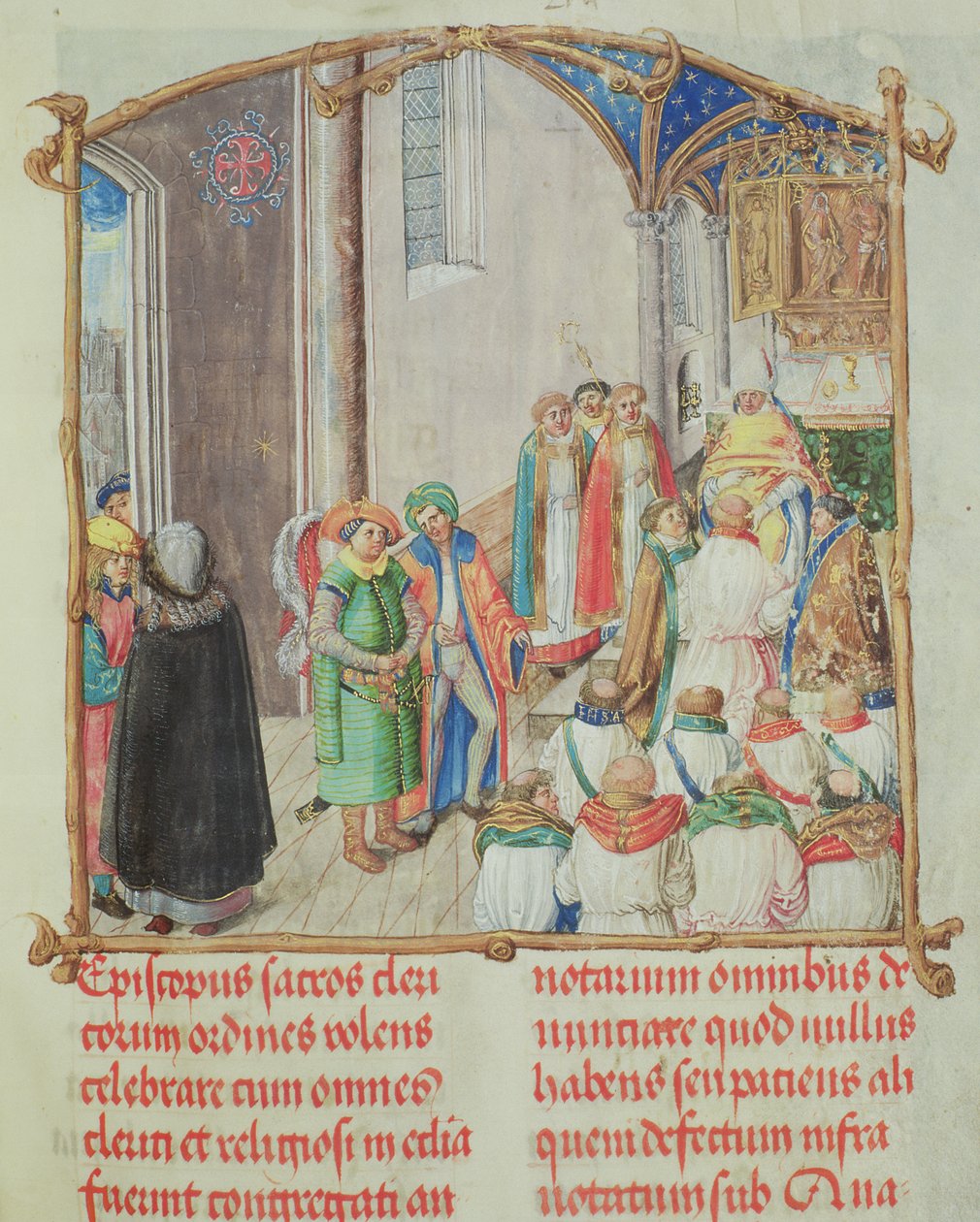 Prästvigning från den påvliga biskopen Erasmus Ciolek, ca 1510 (tempera & guld på pergament) av Polish School