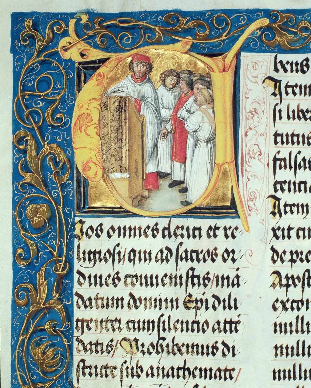 Prästvigning av seminarier till prästadömet från biskop Erasmus Cioleks påvliga kyrka, ca 1510 (tempera och guld på pergament) av Polish School